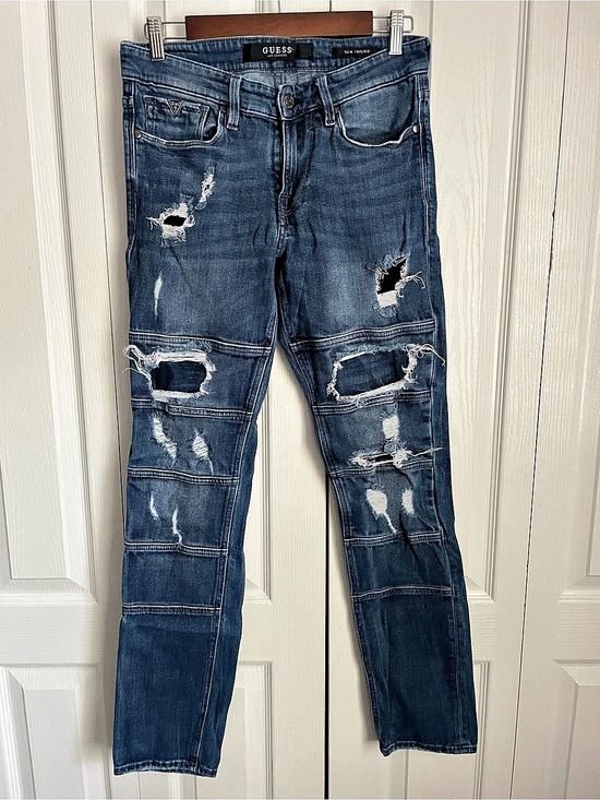 Guess Other - GUESS Slim Taper Distressed Moto Style Jeans, Blue, Size 30